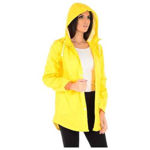LADIES RAINCOAT WOMENS WATERPROOF FESTIVAL HOODED COAT PARKA RUBBERISED JACKET - Picture 3 of 33