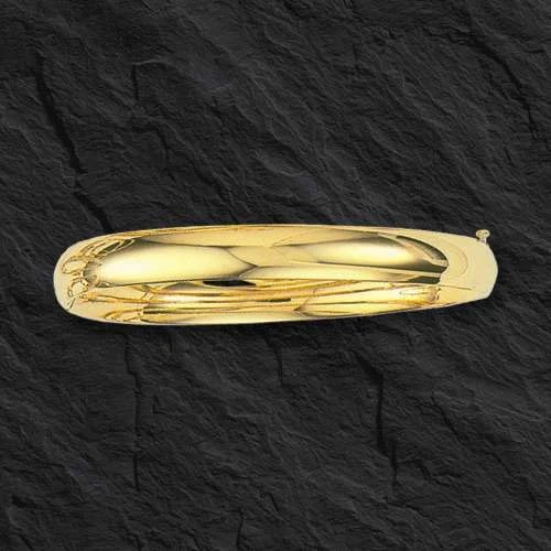 14k Yellow Gold Shiny Domed Hinged Bangle Bracelet 4/16" 6mm 8 Inch 7.5 Grams