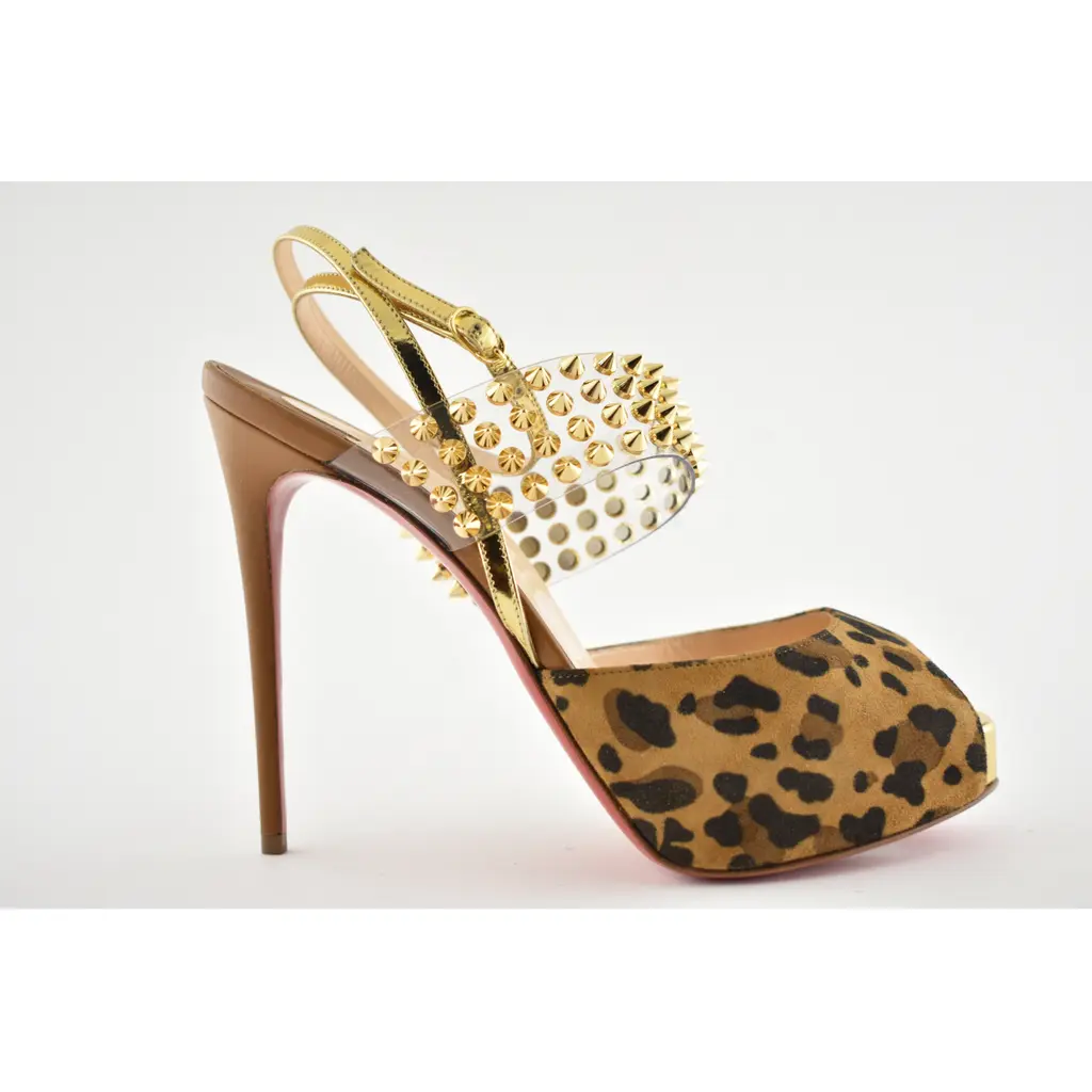 Christian Louboutin Levitagirl 120 Leopard PVC Spike Ankle Strap