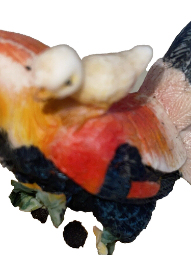Gallo Pollitos Flores Estatuilla Resina Vintage Pollos Granja Animales Pájaros - Imagen 7 de 8