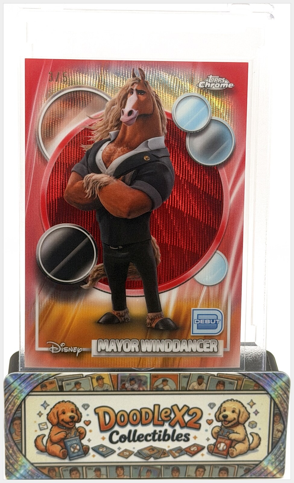 Mayor Winddancer 2026 Topps Chrome Disney Red Wave Refractor SSP 3/5 #69 DEBUT