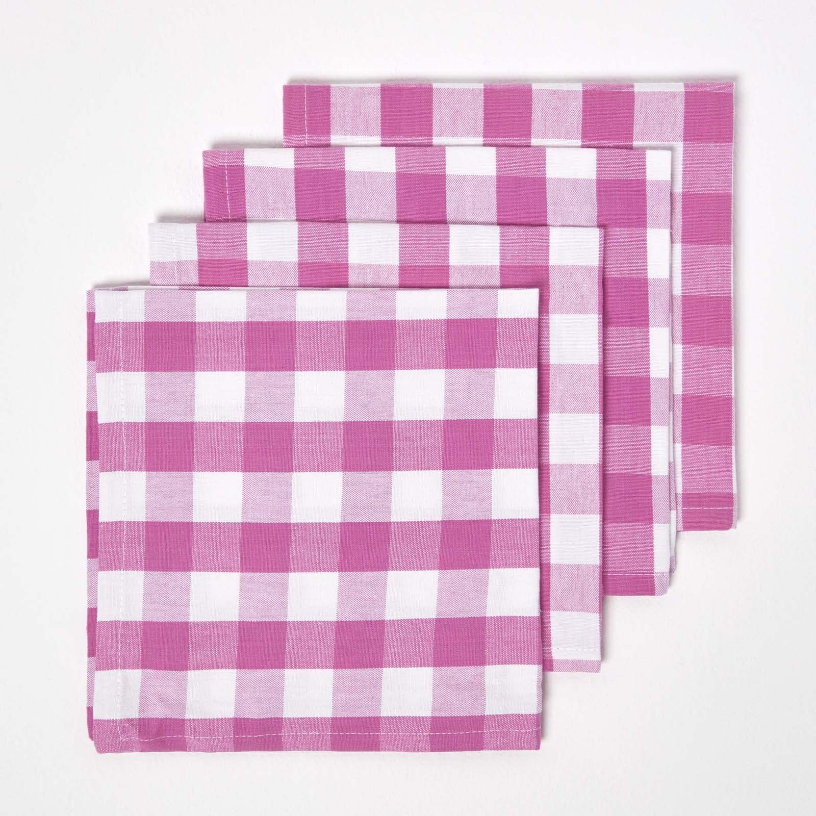Serviette de Table en Tissu à Grands Carreaux Vichy, Lot de 4 pièces vertes