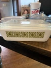 Vintage Pyrex Verde Square Flower 503 Fridge Dish Casserole With Lid