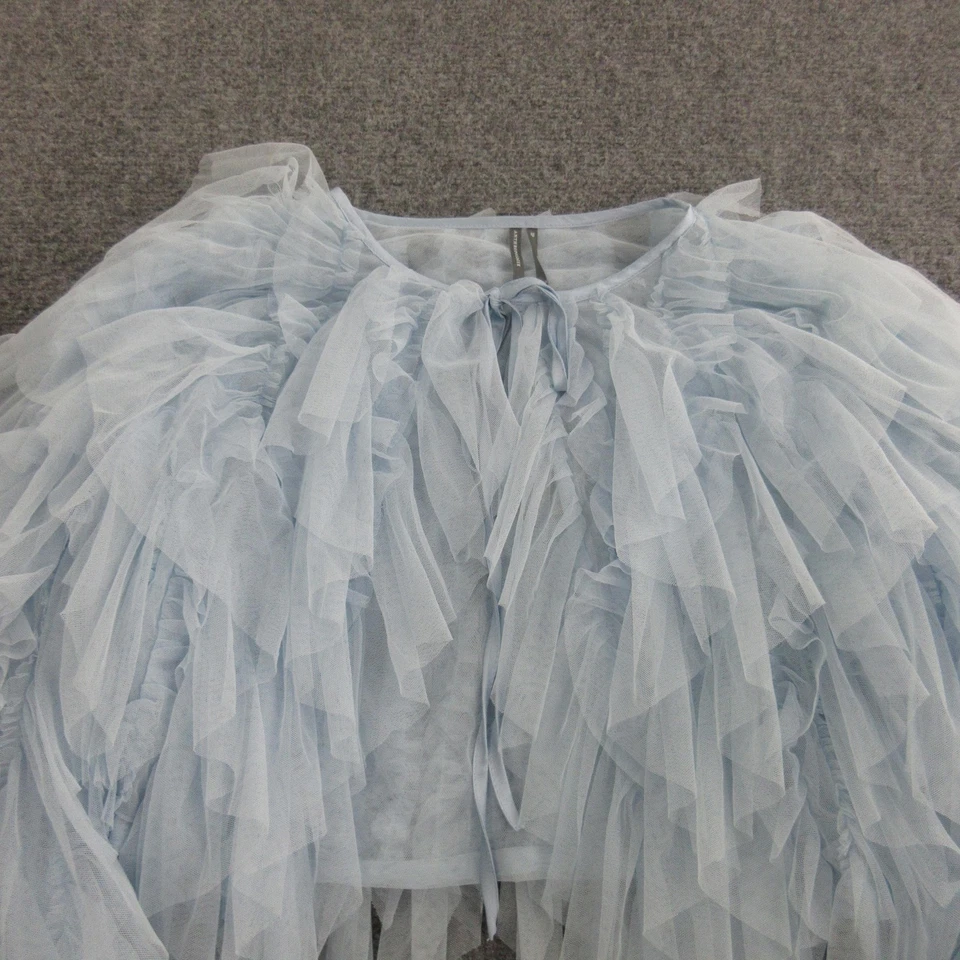 Anthropologie Jacket Womens Small Petite Blue Tulle Ruffle Sheer Capelet - Image 2 of 4