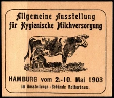 1903 Germany Poster Stamp General Exhibition For Hygienic Milk Supply Hamburg