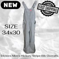 Dickies Hickory Stripe Bib Overalls Men's 34x30 New With Tags FAST SHIPPING