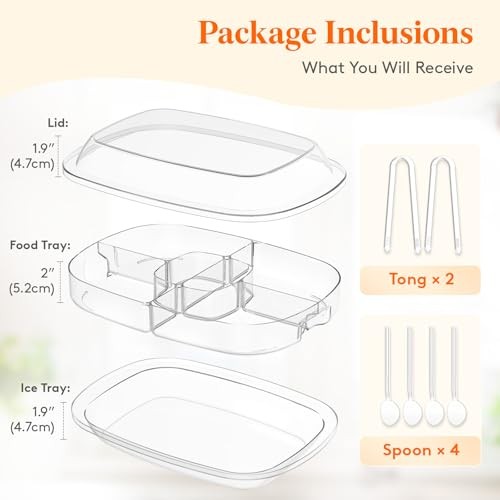 Chilled Serving Tray with Lid, 15" Shrimp Cocktail Platter with with 2 Sauce - Picture 4 of 7