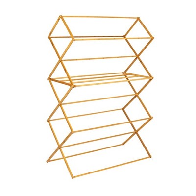 Bamboo Oversized Clothes Drying Folding Rack, Upscale Laundry Rack with 11 Do...