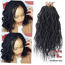 Wavy Senegalese Twist Crochet Hair Braids Wavy Ends 10inch,8Packs,  14 Inch 1B