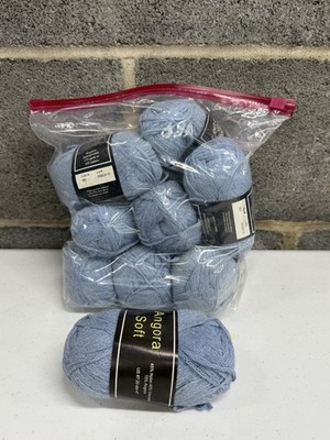 Knit One Crochet Too Angora Soft Yarn Color 662 Light Blue 8 Skein Lot 