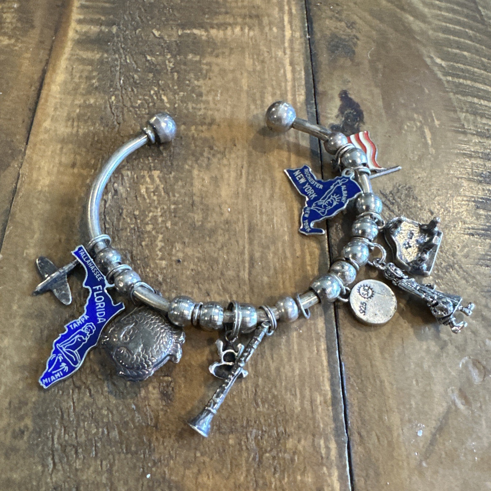 Solid 925 Sterling Silver Cuff Bracelet Detachabl… - image 1