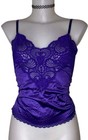 Vtg 70s Womens Sz M Purple Lace Babydoll Cami Whimsigoth Cottage Cami Tank Top