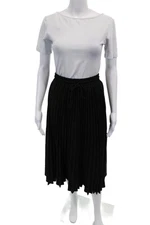 FRNCH Womens Accordion Pleated Drawstring Flowy Glitter Skirt Black Size S