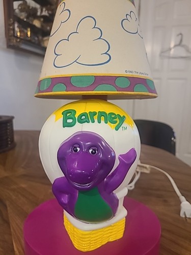 Barney The Dinosaur Plastic Lamp With Original Lamp Shade RARE! 