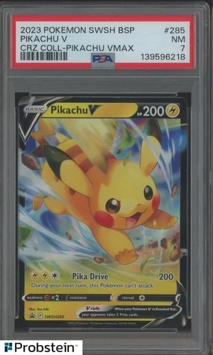 2023 Pokemon SWSH BSP Crz Coll Pikachu VMax #285 Pikachu V PSA 7 NM