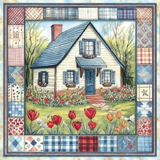 5D Cozy Country House Garden Scene Diamond Art Kits for Adults Beginner 14x14''