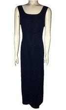 VINTAGE POLY USA NAVY BLUE PARTY COCKTAIL DRESS SIZE LARGE