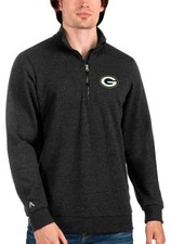 ANTIGUA GREEN BAY PACKERS MENS BLACK ACTION LONG SLEEVE 1/4 ZIP  PULLOVER XL