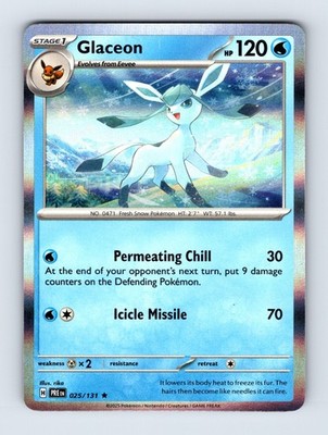 Glaceon - Prismatic Evolutions 025/131 - Holo Rare - NM - Pokémon TCG