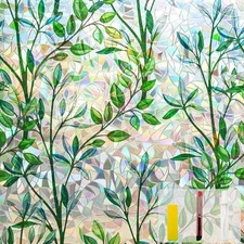 Window Privacy Film Stain Glass Window Film Rainbow 17.5 X 78.7 in Leaf Rainbow