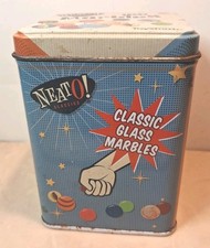 160 Glass Marbles NeatO Classics Toysmith Retro Toy Tin Box Game Pre-owned