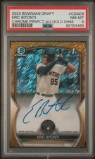 2023 BOWMAN DRAFT CHROME PROSPECT AUTO GOLD SHIMMER ERIC BITONTI 49/50 PSA 8