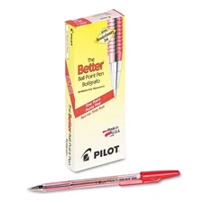 Pilot 37011 Better 0.7 mm Fine Stick Ballpoint Pen - Red (1-Dz) New