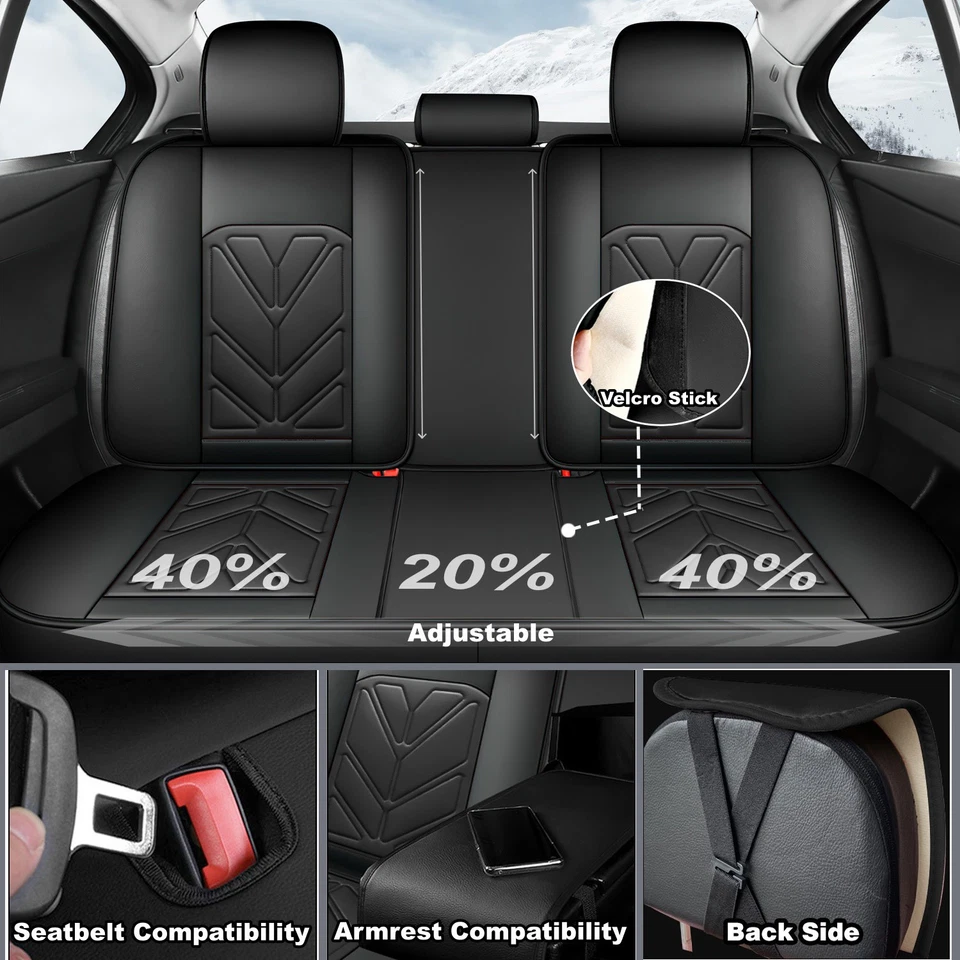 Car Seat Covers For Jeep,Waterproof PU Leather Seat Cushion Full Set (5 Seats） Foto 3 de 4