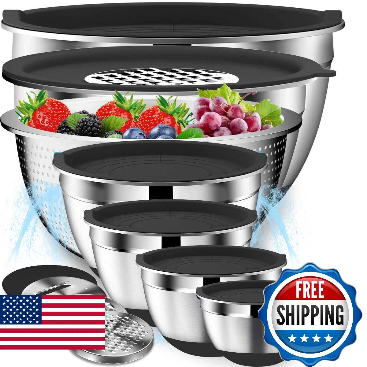 DUTZUN Mixing Bowls with Lids Set - 16pcs Stainless Steel Mixing Bowl Set with C
Opens in a new wind