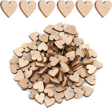 100 Mini Heart Ornaments - Unfinished Small Wooden Hearts for Crafts, Wedding...