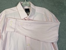 David Donahue Dress Shirt Mens Large Pink Solid Cotton Button Front Long Sleeve