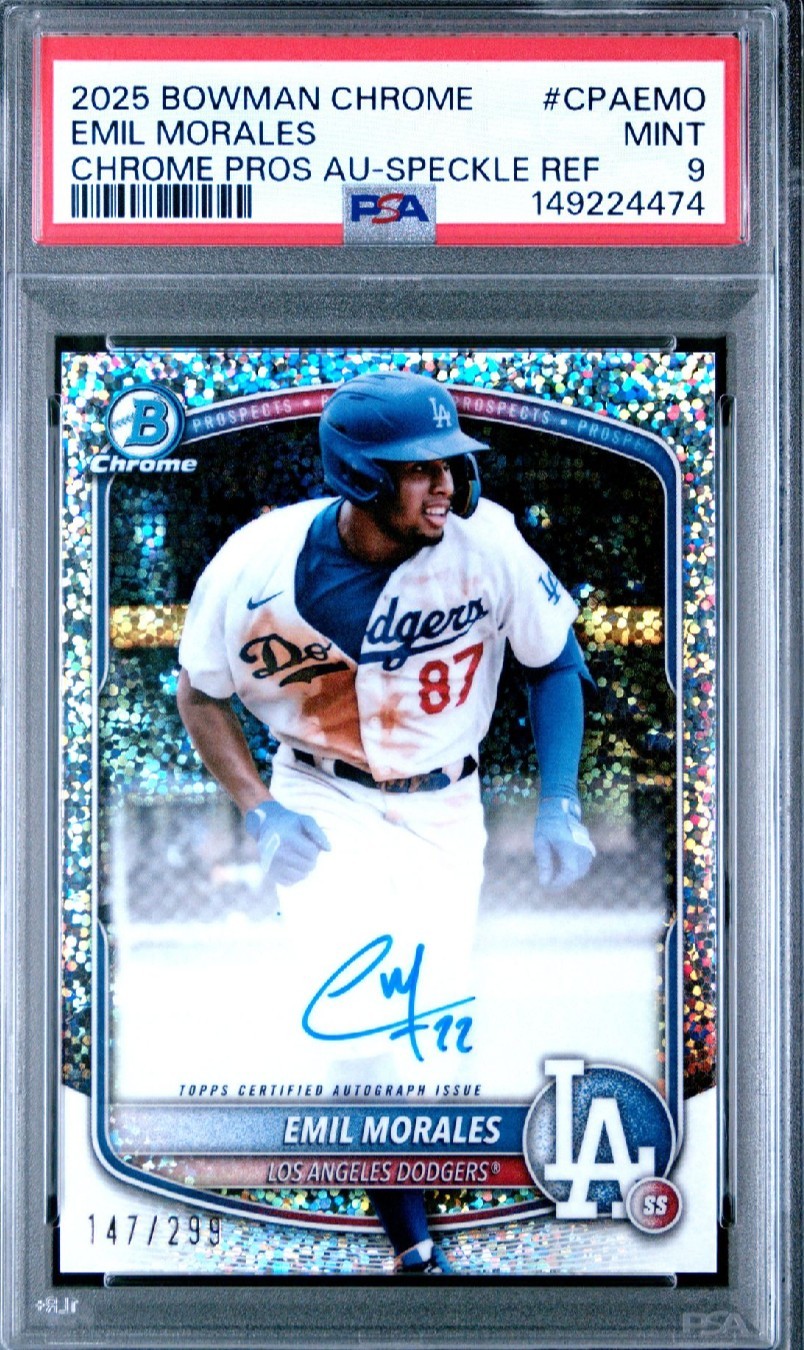 2025 Bowman Chrome - Prospect Auto Emil Morales #CPA-EMO Speckle Ref /299 PSA 9 