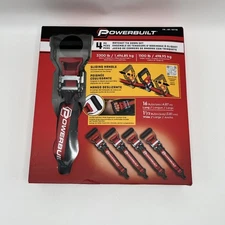 4 Pcs Powerbuilt Ratchet Tie Down Set Extra-Wide Sliding Handles 16ft x 1.5"