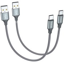  2-Pack, 1ft Short USB Type C Cable,Portable USB-C Charger 1 feet, Grey