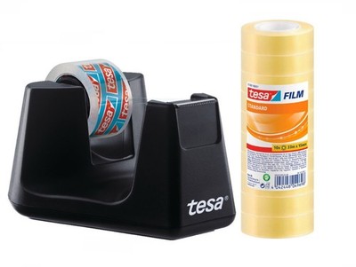 Tesa Tischabroller schwarz + 100 Rollen Tesafilm transp. 53903 57387 33mx15mm