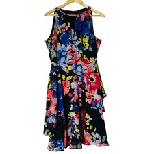Tahari Arthur S. Levine Floral Sleeveless Dress Size 12 Fit & Flare Knee Length