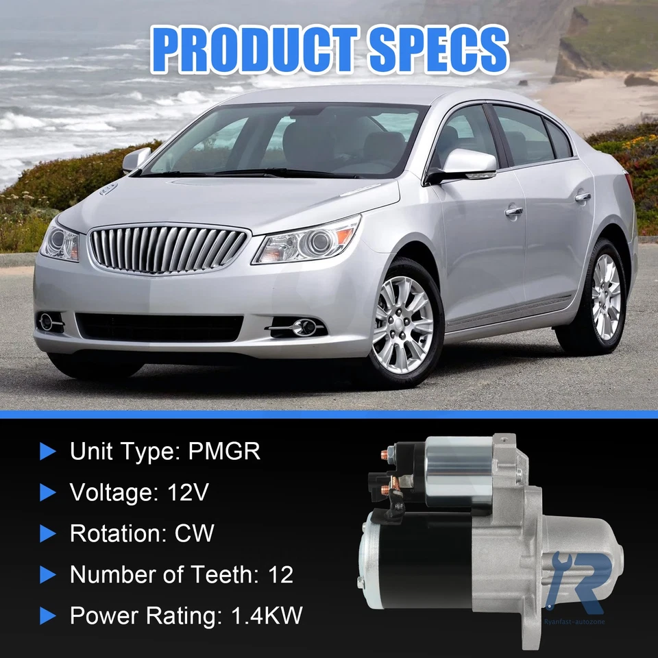 Motor de arranque apto para Chevy Traverse 09-17 GMC Acadia 07-16 3.6L 17986 17997 Foto 2 de 4