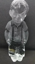 VINTAGE VIKING 8" CRYSTAL Hand Made Glass Figurine Boy With Hands In Pocket
