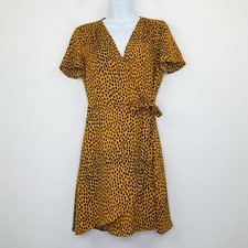 J Crew Women's 4 Mini Dress Orange Spotted Drapey Twill Wrap Belted NWT CX29