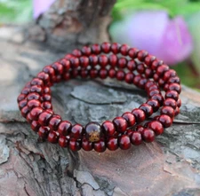 108 Red Sandalwood Beads Meditation Bracelet or Necklace 6mm