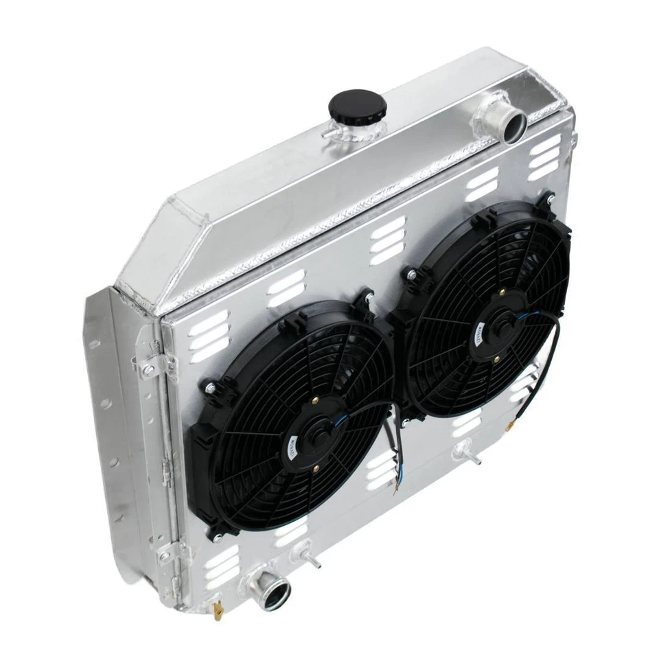 Radiador y cubierta de 4 filas + ventilador para camioneta Ford Bronco F100/150/250/350 1966-1979 V8 Foto 4 de 4