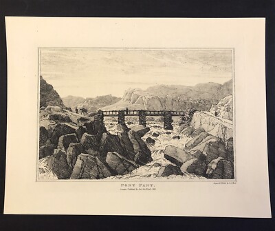 Pont-y-Pant Snowdonia Wales Afon Lledr from the bridge at print J G Wood 1813