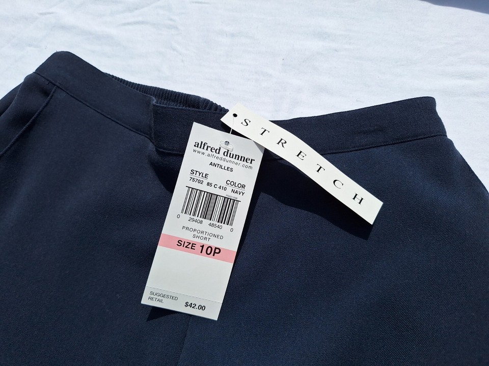 NEW Alfred Dunner Women's Navy Blue Elastic Waist Pull Up Dress Pants Size 10P eBay
