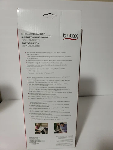  Britax Stroller Organizer Bag, adjustable, 2 beverage holder, 3 outside pockets - Picture 3 of 6