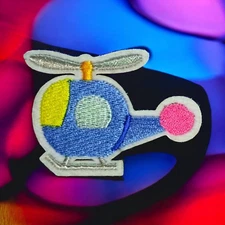 Iron On Patch Helicopter Blue Cute Small Cartoon Clothing Decal Embroidery