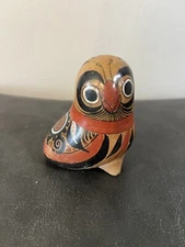 Vintage Tonala Mexican Folk  Art Pottery Owl.
