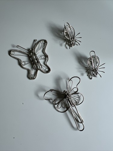 Vintage Wire Bug Paperclip Paper Clip Lot Fancy Silver Metal Butterfly Teacher - Picture 6 of 6