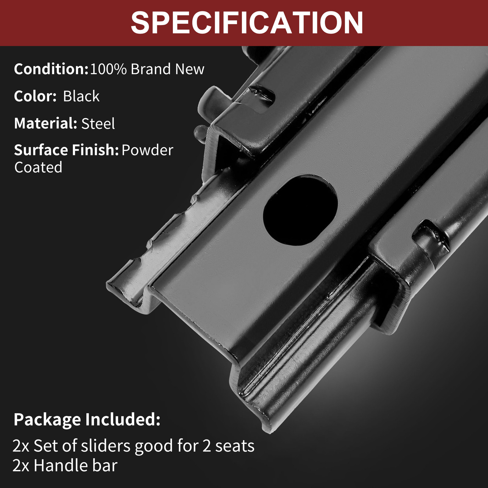 Universal Dual Lock Design Car Racing Seat Base Slider Rail Bracket | Steel Bucket Seat Mount | Black