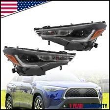 Left+Right Headlight For 2022-2023 Toyota Corolla Cross L LE LED Black Houisng