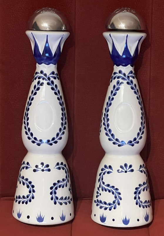 2 CLASE AZUL REPOSADO TEQUILA CERAMIC BOTTLES WITH TOP  750.mL  COLLECTION EMPTY